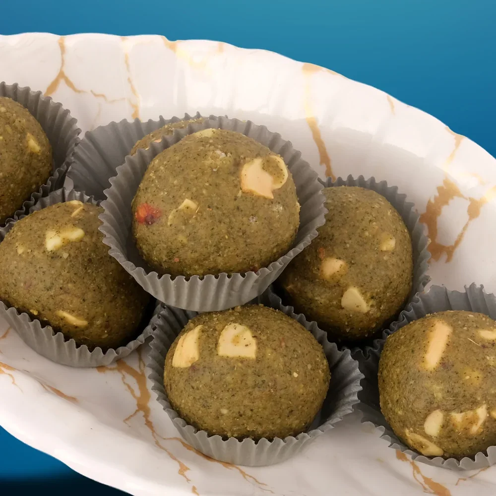 Moringa ladoos arranged on a serving plate